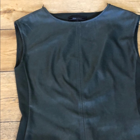 (Sold) BCBG Karlee Faux Leather Shift Dress Green - Picture 5 of 8